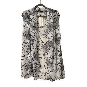 Creation Floral Sheer Open-Front Vest Cardigan Sz L Vest, NWT